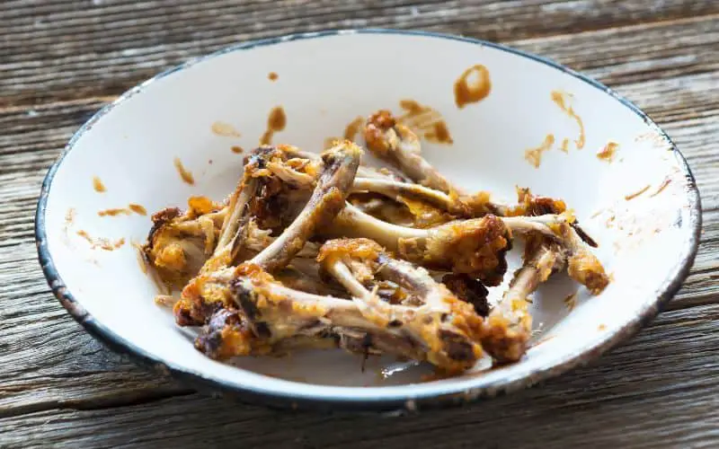 Bowl of chicken bones