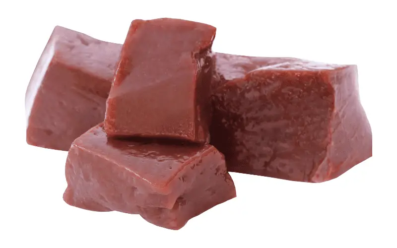 Cubes of raw liver